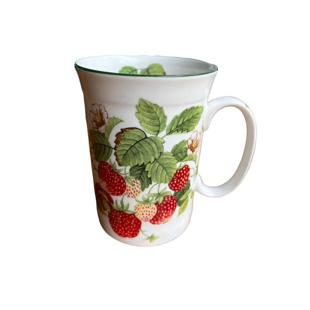 1990 Roy Kirkham Bone China Cup Alpine Strawberry Vintage Fruit Garden England